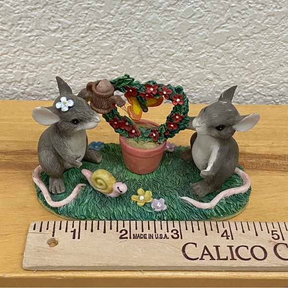 Vintage Fitz Floyd Charming Tails “Keeping Our Love Alive” Ceramic Mice Figurine - Picture 5 of 15